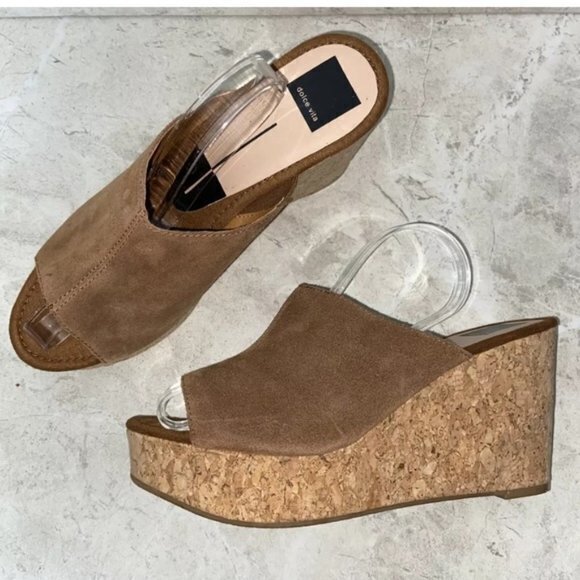 Dolce Vita Brown‎ Suede Peep Toe Wedge Sandals WOMENS SIZE 8 - Picture 1 of 7
